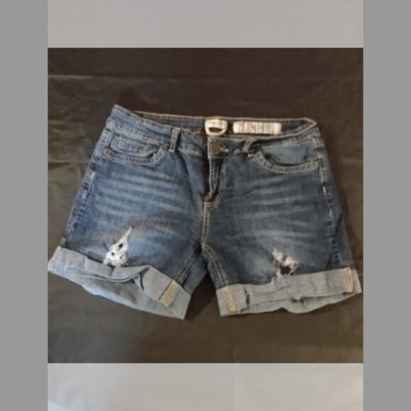Indigo Rein Forever  Stretch Denim Distressed Jean Shorts - Picture 3 of 5